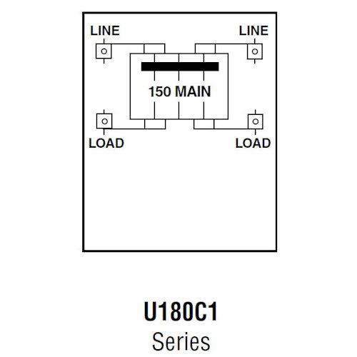 Product image for Midwest U180C1 Unmetered Service Equipment, 150A 120/240V, no Spaces, Surface Mount, Circuit Protection, Galvanized Steel, NEMA-3R