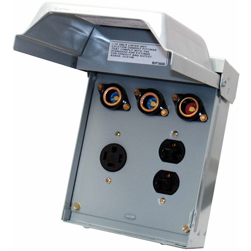 Product image for Midwest U261F Evaporative Cooler Disconnect, Fusible, 14-20R, 5-20R2, 40A 120/240V, Type S Fuse Holder, 6" x 9" Cabinet Size