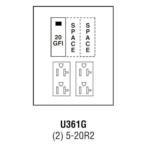 Product image for Midwest U361G Unmetered Power Outlet, 70A 120/240V, Surface Mount, (2) 5-20R2 Receptacle, THQL1120GT Circuit Protection, Galvanized Steel, NEMA-3R