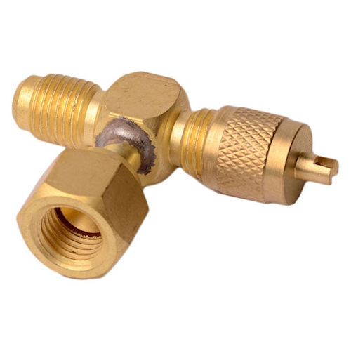 Product image for Morris VST-4 Swivel Tee w/ Permanent Depressor and 1/4" Access on Run, 1/4" Female Flare w/ Depressor on Female Swivel Branch End (Pack of 3)