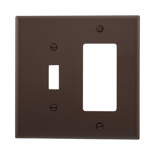 Product image for Pass & Seymour TP126 2Gang Wall Plate, Toggle / Decorator, Nylon, Standard - Brown