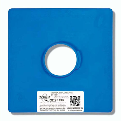 Product image for QuickFlash E-3/0B Electrical 3/0 Box Flashing Panel, Plastic, used on 5/8" Depth 3-Coat Stucco & Lap Siding