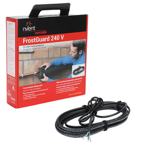 Product image for Raychem FG1-18P (P000002024) FrostGuard Freeze Protection Plug-In Heat Cable Kit, 18ft Length, Preassembled, 120V, 6ft Power Cord