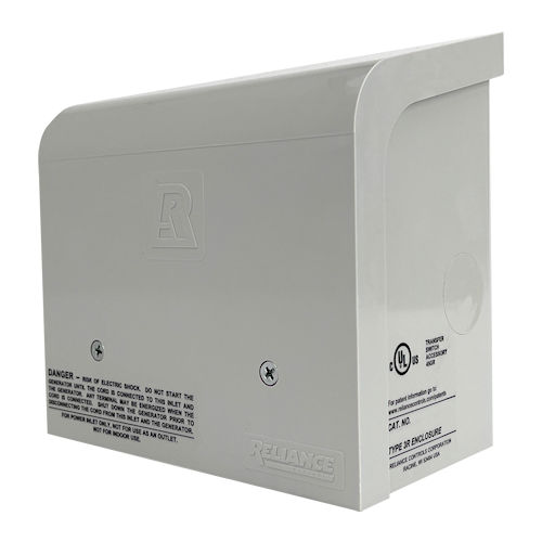 Product image for Reliance PBN50 50A 125/250VAC Non-Metallic Power Inlet Box for Generators, CS6375 Configuration, 3/4" KO's, NEMA-3R