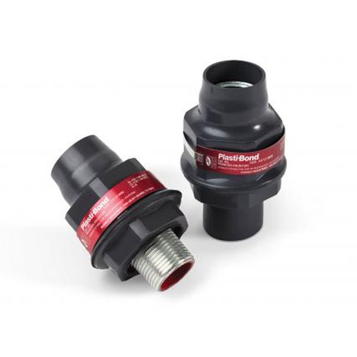 Product image for Plasti-Bond PRUNF305 1 Inch 40 Mil Gray PVC Coated Ferrous Metal Female Conduit Union