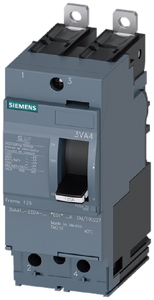 Product image for Siemens 3VA4130-4ED24-0AA0 Low Voltage, Molded Case Circuit Breaker, Magnetic Trip Unit, 30A,2 Pole, 480V, Lugs Load Side Only