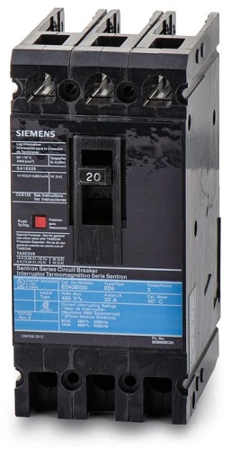 Product image for Siemens ED43B020 3-Pole 20 Amp 480 VAC 18 kA Circuit Breaker Lug