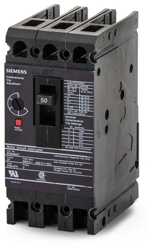 Product image for Siemens ED63A050 600 Volt 50 Amp 3-Pole Circuit Breaker with ETI Lugs