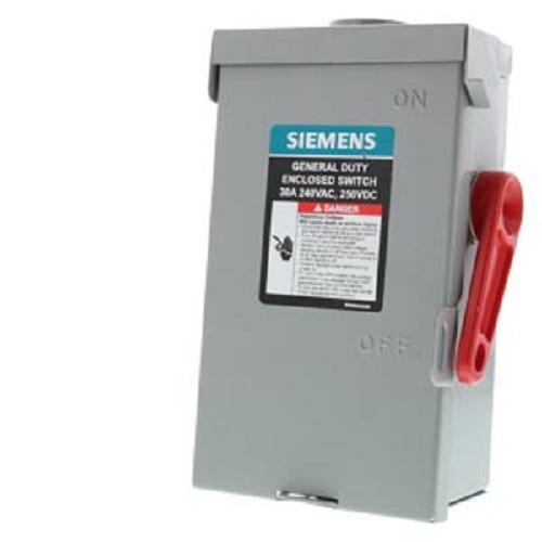 Product image for Siemens GF221NRLA 30 Amp, 2 Pole, 240V, General Duty Plus Series Safety Switch, Fusible
