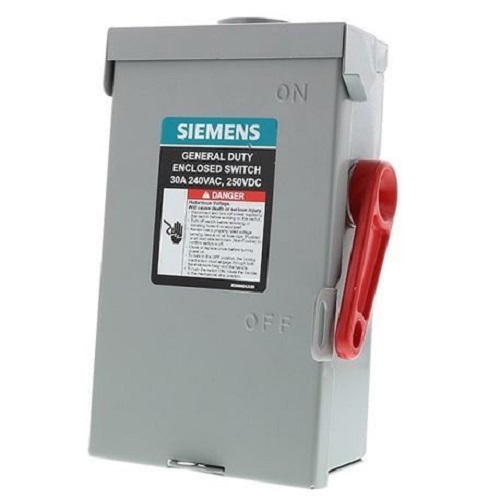 Product image for Siemens GF321NRLA Low Voltage, Double-Break Enclosed Safety Switch, 3 Pole, 4 Wire Fused, 240V, 30A