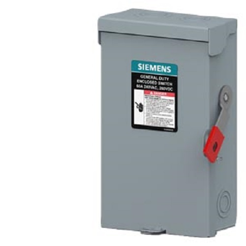 Product image for Siemens GNF322LA Safety Switch, 60A, 3 Pole, 3 Wire, 240V, Non-Fusible General Duty, NEMA Type Indoor