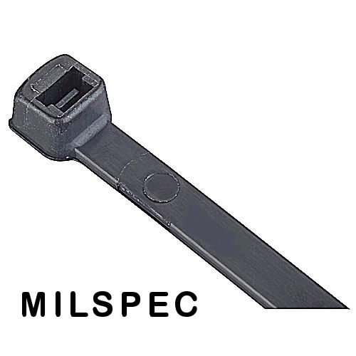 Product image for Southwire BL11S0-C-MILSPEC (MS3367-7-0) 11.1" Black UV Cable Tie, Indoor/Outdoor, 50lb Tensile Strength (100/Bag)
