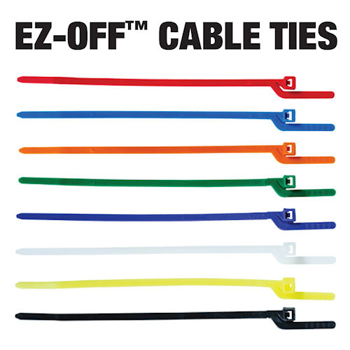 Product image for Southwire BLTSP66-C 5.6" Blue EZ-OFF™ Cable Tie, Indoor, 18lb Tensile Strength (100/Bag)