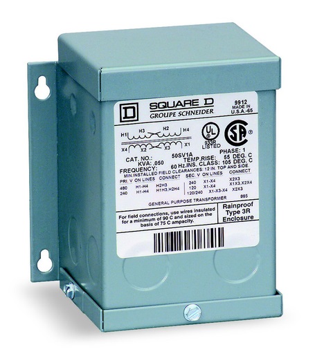 Product image for Square D 3S40FSS 3 kVa 480 VAC Primary 120/240 VAC Secondary Dry Type General Purpose Transformer