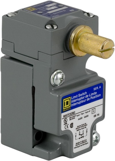 Product image for TES 9007C52A 600 VAC 10 Amp 1NO 1NC Rotary Lever Arm Plug-In Heavy Duty Limit Switch