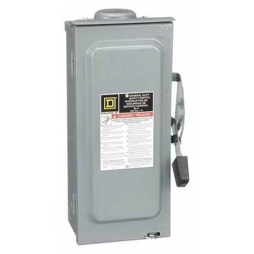 Product image for Square D D222NRB Safety Switch Fusible 60A 2P NEMA-3R 240V , Single Throw