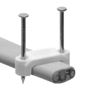 Product image for Sturgeon Bay RA-1588 1/2" 2-Nail Plastic Cable Strap, NM up to 10/3, UF up to 12/2, White (500/Bag)