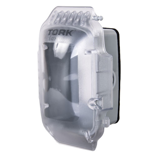 Product image for Tork XD110C 16-in-1 1-Gang Turtle™ Extra-Duty In-Use Weatherproof Outlet Cover, 2.75" Deep, Clear Cover