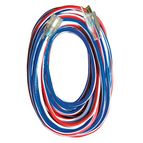 Product image for Voltec 05-00159-US 100ft 12/3 SJTW 300V Super-Flex Extension Cord, Weather-Resistant, Lighted Ends