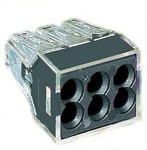 Product image for Wago 773-166 PUSH WIRE® 6-Port (BLACK) Junction Box Wire Connector, #18-#12 Solid, #16-#12 Stranded (50/Box)