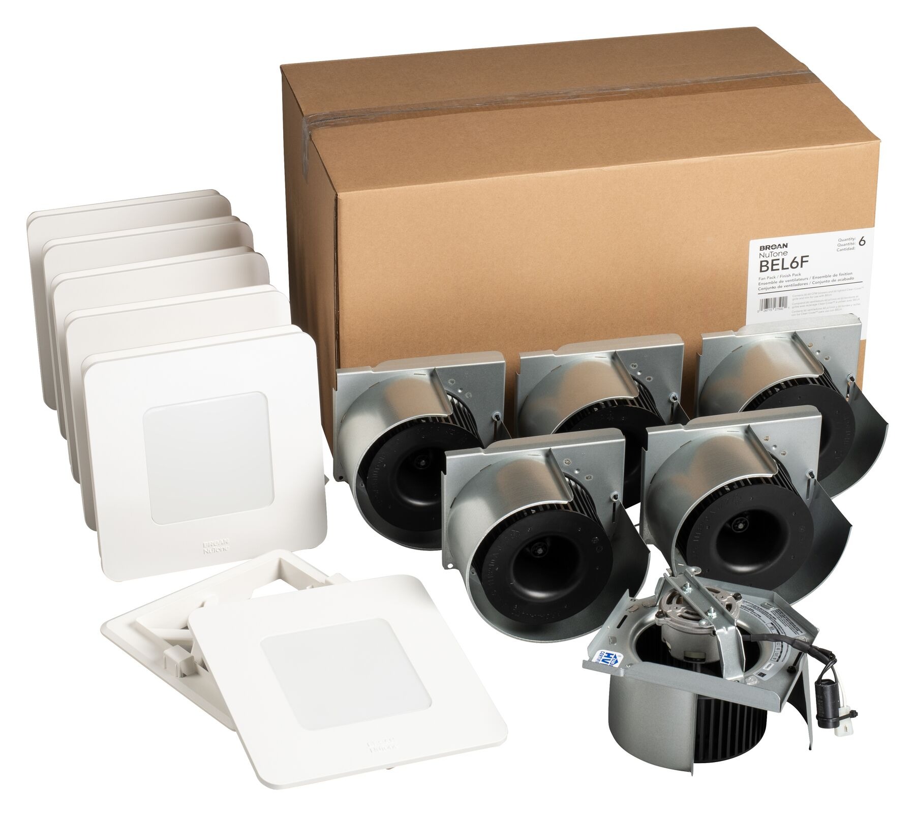 Product image for NUT-BRO BEL6F FAN LIGHT 60CFM 0.9 SONES ENERGY STAR FINISH PACK - 6PK