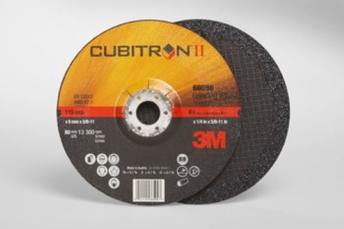 Product image for 3M 66596 Cubitron II 4-1/2" x 5/8-11" Depressed Center Quick Change Grinding Wheel