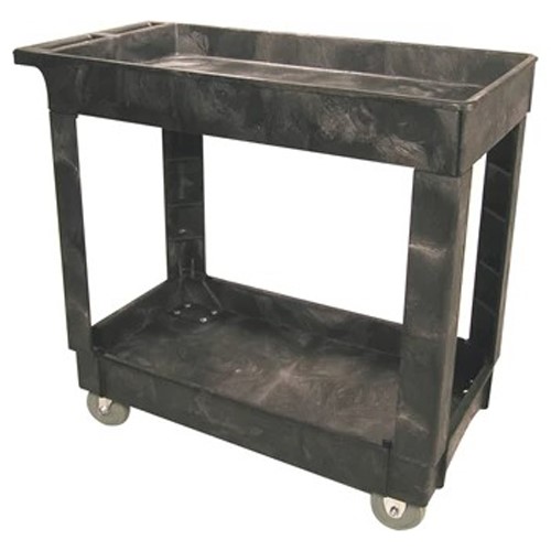 Product image for RUBM FG9T6600BLA 2 SHELF CART W/4 CASTERS