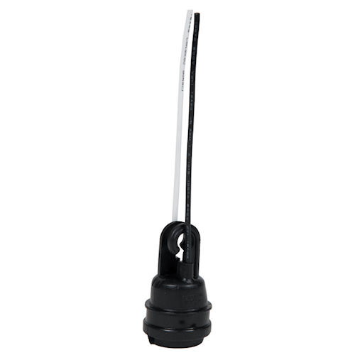 Product image for Bergen LH-22WP Molded Pigtail Lampholder w/ Hook 6" Leads, E26 Medium Base, 200W Max Type 'A' Lamp