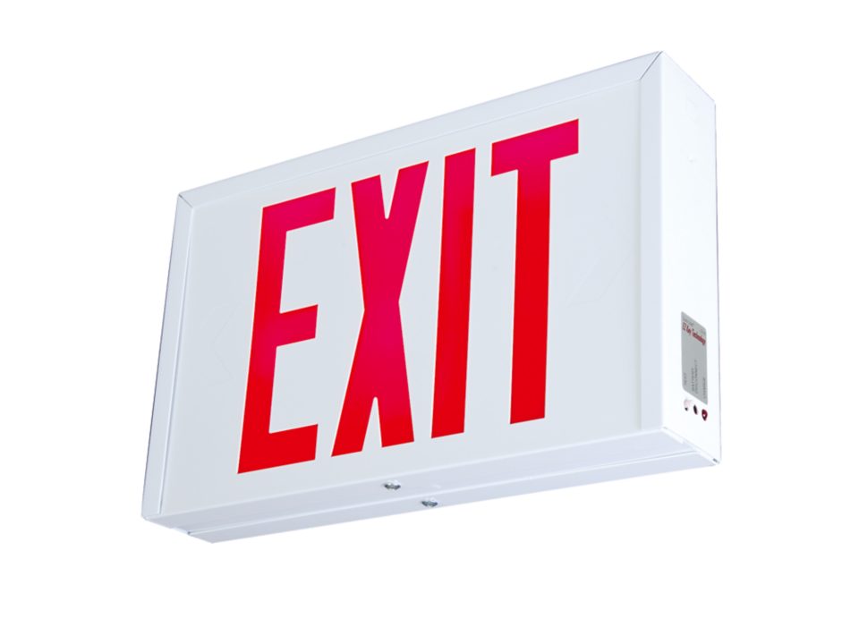 Product image for Metalux SLX70RWH White/Red Self Powered Steel LED Exit Sign