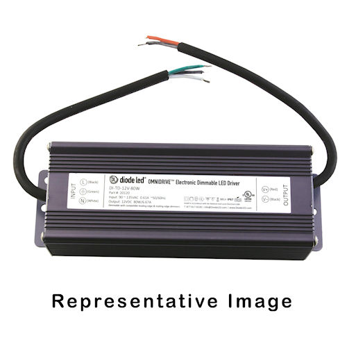 Product image for Diode LED DI-TD-12V-80W Omnidrive® 12V LED Electronic Dimmable Driver, 6.67A Full Load Output, 80W Power, Outdoor IP67