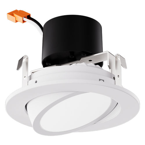 Product image for Elco EL416CT5W 4" LED Adjustable Gimbal Insert, 8W, 2700K-5000K Selectable, 700 Lumens, 120V, Traic/ELV Dimming, White Finish