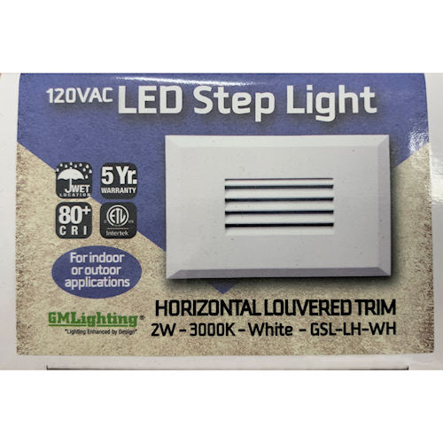 Product image for GM Lighting GSL-LH-WH 120V LED Step Light, Horizontal Louvered, 145 Lumens, 3000K, White Finish