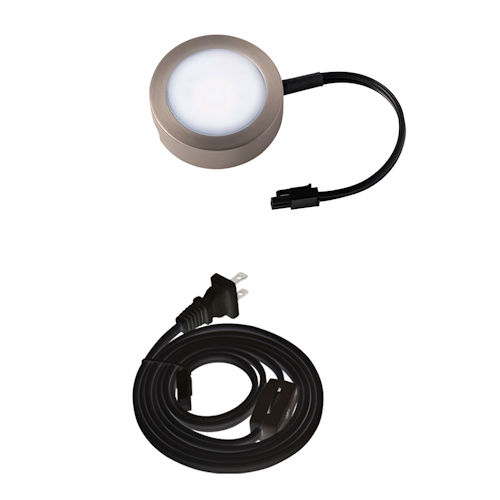Product image for WAC Lighting HR-AC71-CS-BN 3" LED Puck Light w/ Cord, 27K/30K/35K - Brushed Nickel