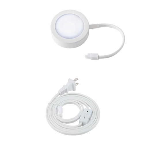 Product image for WAC Lighting HR-AC71-CS-WT 3" LED Puck Light w/ Cord, 27K/30K/35K - White