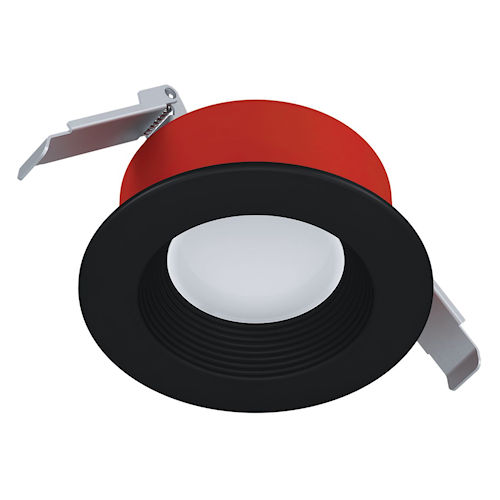 Product image for Halo RLFRC4FSMBB 4" Round LED Fire Rated Recessed Baffle Canless Downlight, 900 Lumens, 2700K-5000K Selectable, 120V, Matte Black Finish