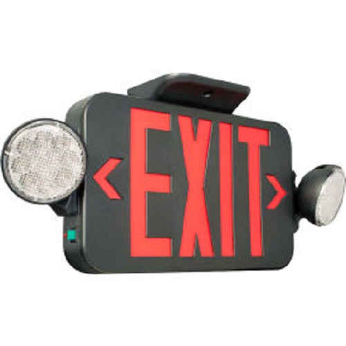 Product image for Hubbell Lighting CCRB Red Letter Black Housing Combination LED Exit Unit