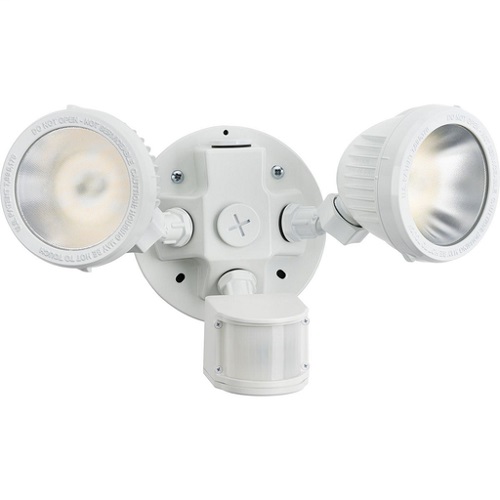 Product image for Current ML-2L3K-1-WH LED Twin Head, Outdoor Security Floodlight w/ Motion Sensor, White