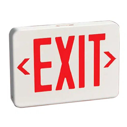 Product image for Lightalarms QLXN500RN Quick™ LED Exit Sign, 120/277V, Self-Powered, Red Lettering, Mist White Thermoplastic