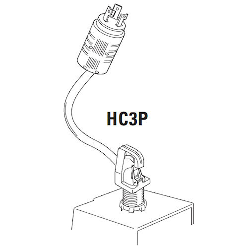 Lithonia HC3P-L5-15P-U Hook. 3ft Cord, NEMA Twist-Lock L5-15P Plug, Die Cast Aluminum Hook Product image for Lithonia HC3P-L5-15P-U Hook. 3ft Cord, NEMA Twist-Lock L5-15P Plug, Die Cast Aluminum Hook