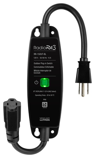 Product image for Lutron RR-15OUT-BL RA3 Outdoor Plug-In Switch