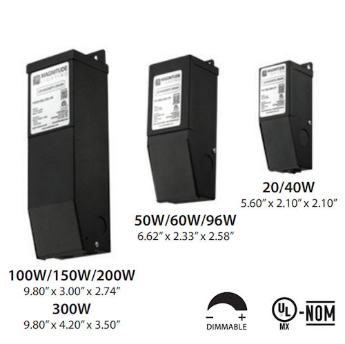 Product image for Magnitude Lighting M200L24DC 200W, 120VAC Input / 24VDC Output, Constant Voltage Magnetic Phase-Dimmable LED Driver