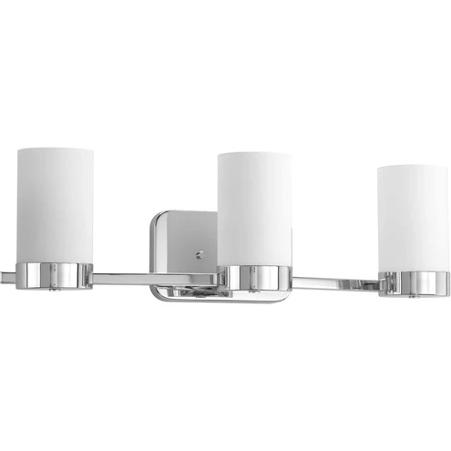 Product image for Progress P300022-015 Elevate Collection Three-Light Polished Chrome Etched White Glass Mid-Century Modern Bath Vanity Light