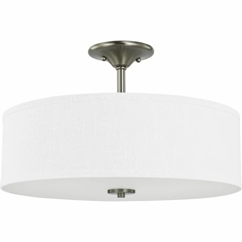 Product image for Progress P350167-009 Inspire Collection Brushed Nickel Three-Light 18" Semi-Flush Mount