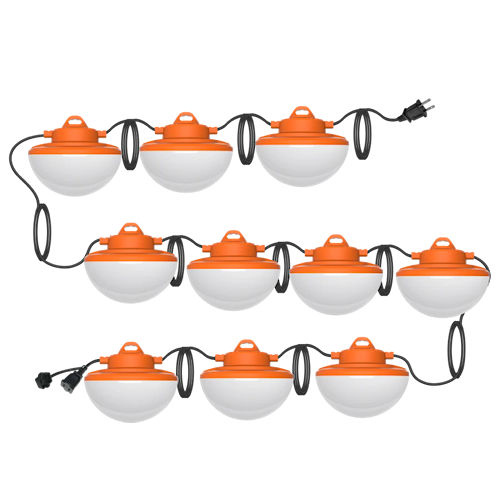 Product image for RAB STRING17-100 LED Temporary String Work Light, 100ft Length, 100W 120V, 5000K, 12,000 Lumens per Fixture