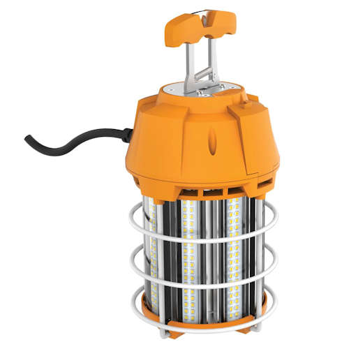 Product image for Satco S38946 100 Watt LED Hi-Lumen temporary Hi-Bay Caged lamp; 5000K; Integrated Cord / Plug & Hook; 120 Volt