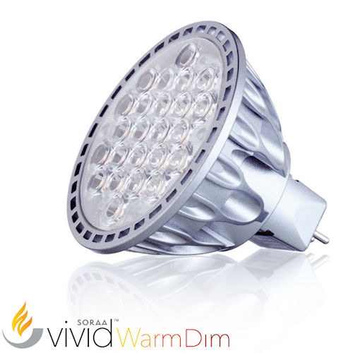 Product image for Soraa vivid™WarmDim SM16-07-25DM-930/918-01 LED MR16 GU5.3 Lamp, 7.5W 12V, 3000K CCT, 430 Lumens, 25deg Beam Angle