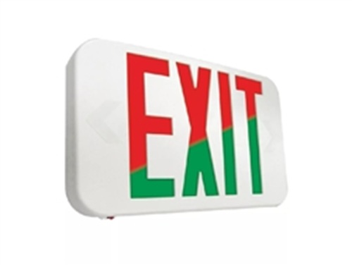 Product image for Sure-Lites APX7RG LED Exit Sign w/ Nickel-Cadmium Battery Backup, Universal Face, Field Selectable Red-Green Lettering, White Housing