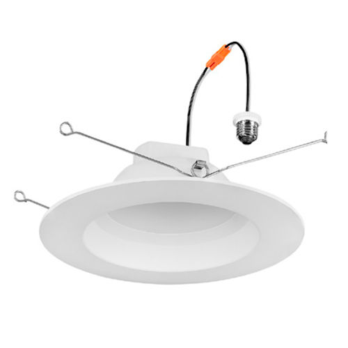 Sylvania 62863 RT561A/700ST950/SMWH/E26 LED Screw-Base Retrofit Downlight for 5"/6" Housing, 8W 120V, 700 Lumens, 90+ CRI, 5000K, Dimmable, w/E26 Adaptor, Smooth Reflector, White Product image for Sylvania 62863 RT561A/700ST950/SMWH/E26 LED Screw-Base Retrofit Downlight for 5"/6" Housing, 8W 120V, 700 Lumens, 90+ CRI, 5000K, Dimmable, w/E26 Adaptor, Smooth Reflector, White