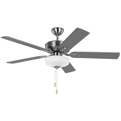 Product image for Visual Comfort 5LD52BSD 52" Linden Series 5-Blade Ceiling Fan, Brushed Steel Housing w/ Silver Blades, with Light Kit