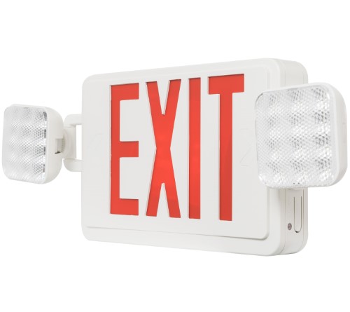 Product image for WESTGATE XT-CL-RW-EM LED EXIT/EMERGENCY LIGHT COMBO RED LETTERS WHITE HOUSING 120/277V